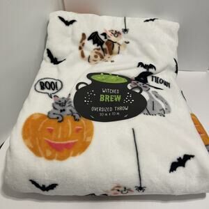 Halloween Throw Blanket Witches Brew Cute Cats In Costumes 50 X 70 Soft New
